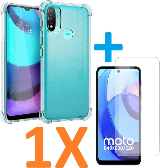 Shockproof Soft TPU hoesje Silicone Case Geschikt voor: Motorola Moto E20 / E30 / E40 met 1X Screenprotector
