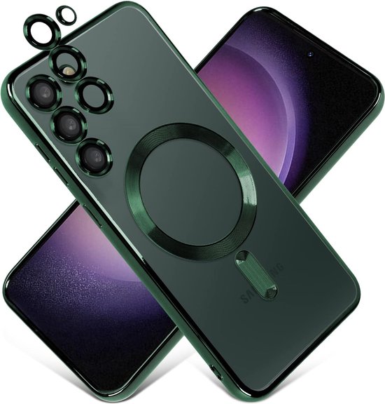 Samsung Galaxy S23 Plus Hoesjes – Magnetische MagSafe Backcover – TPU – Camerabescherming – Groen-Ilumina Benelux