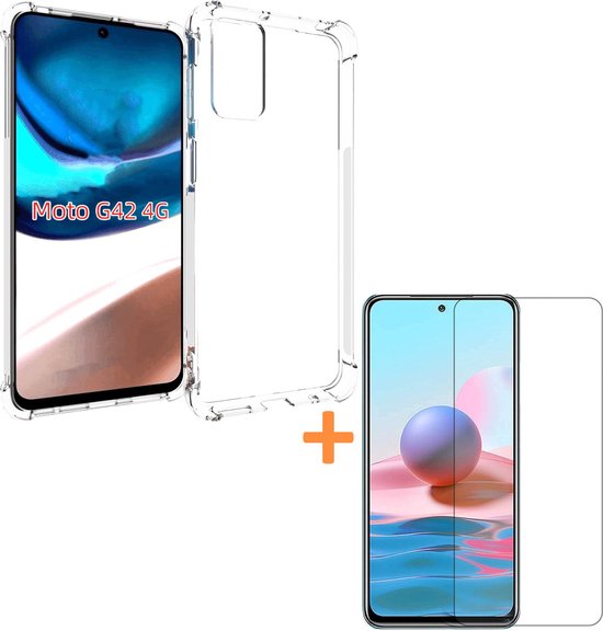 Motorola Moto G42 Hoesjes – Siliconen Backcover – Schokbestendig – Transparant – 2x Screenprotector-Ilumina Benelux