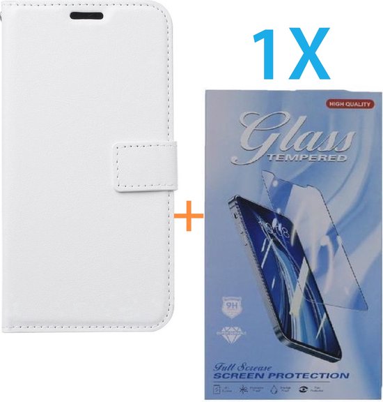 iPhone 15 Plus Hoesjes – Portemonnee Hoes – Pasjeshouder – 1x Screenprotector Gehard Glas – Wit-Ilumina Benelux