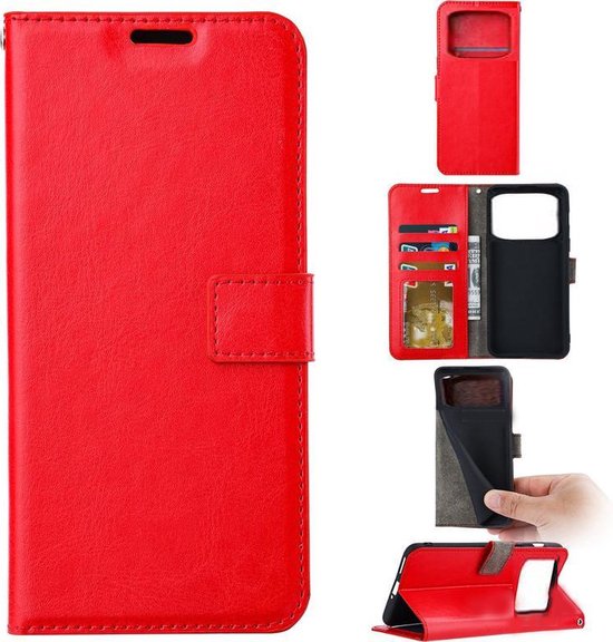 Xiaomi Poco X4 Pro Hoesjes – Portemonnee Book Case – Pasjeshouder – Magneetsluiting – Rood-Ilumina Benelux