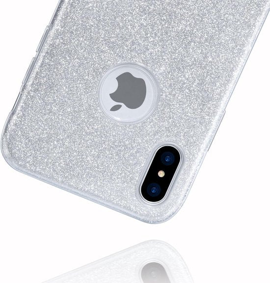 Samsung Galaxy A42 5G Hoesjes – Siliconen TPU Backcover – Glitters BlingBling – Schokbestendig – Zilver-Ilumina Benelux