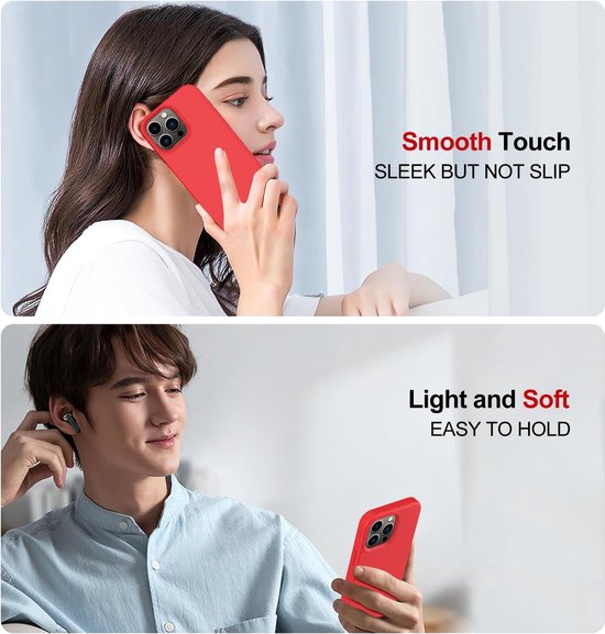 iPhone 15 Pro Hoesjes – Liquid Siliconen Backcover – Inclusief Screenprotector – Schokbestendig – Rood-Ilumina Benelux
