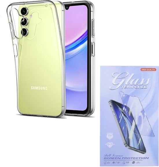 Samsung Galaxy A15 Hoesjes – Siliconen Backcover – Transparant – Inclusief 3x Screenprotector – Anti-kras Gehard Glas-Ilumina Benelux