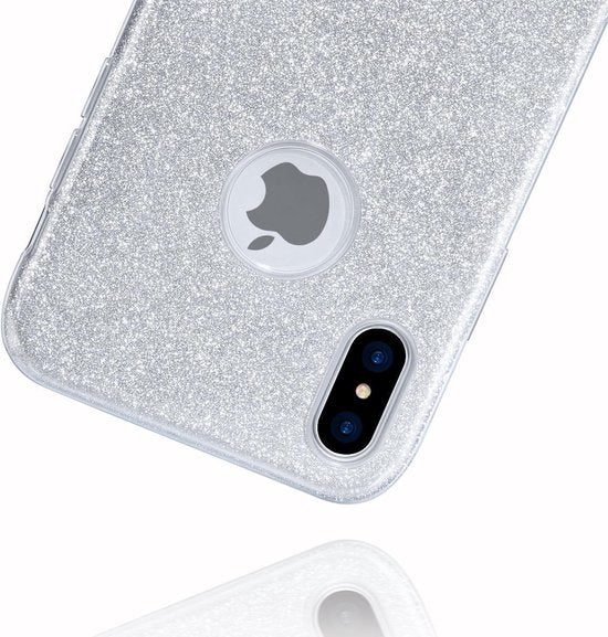 Samsung Galaxy M21 Hoesjes – Siliconen TPU Backcover – Glitter BlingBling Cover – Zilver-Ilumina Benelux