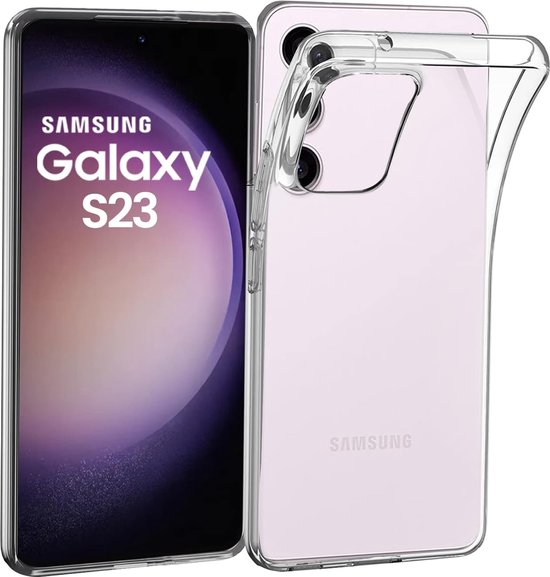 Samsung Galaxy S23 Hoesjes – Transparante Siliconen Backcover – 2x Screenprotector Gehard Glas – Anti-kras – Transparant