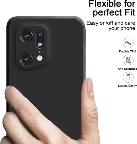 Oppo Find X5 Pro Hoesjes – Siliconen Backcover – Schokbestendig – ZT Accessoires – Zwart-Ilumina Benelux