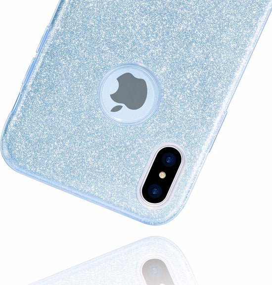 Samsung Galaxy A21S Hoesjes – Siliconen TPU Backcover – Glitter Bling – Schokbestendig – Blauw-Ilumina Benelux