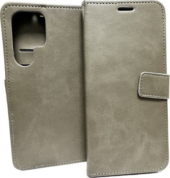 Samsung Galaxy S22 Ultra Hoesjes – Portemonnee Hoes – Pasjeshouder – Magneetsluiting – Grijs-Ilumina Benelux