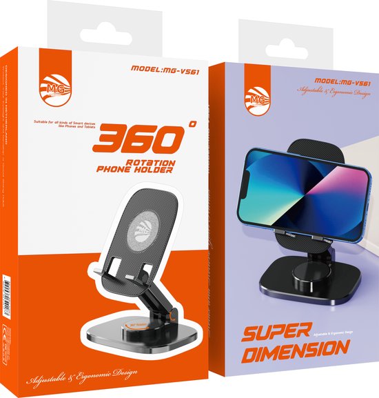 360° Bureau Telefoonhouder – Verstelbare Smartphone Standaard – Zwart-Ilumina Benelux