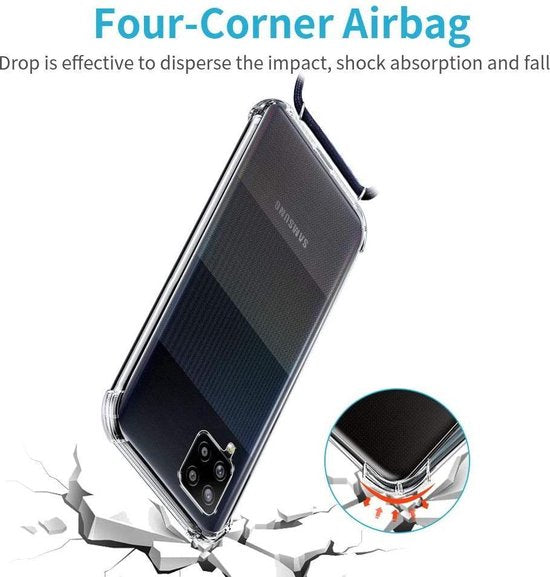 Samsung Galaxy A42 5G Hoesjes – Backcover met Koord – Schokbestendig – Draagriem Schouder/Nek – Zwart-Ilumina Benelux