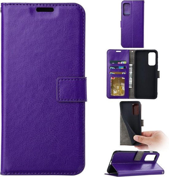 Motorola Moto G51 5G Hoesjes – Portemonnee Book Case – Pasjeshouder – Magneetsluiting – Paars-Ilumina Benelux