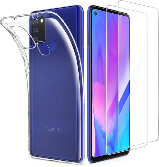 Silicone hoesje Transparant met 2 Pack Screenprotector Glas Geschikt voor: Samsung Galaxy M51