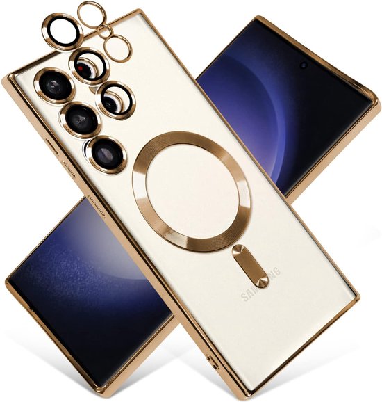 Samsung Galaxy S23 Ultra Hoesjes – Magnetische MagSafe Backcover – TPU – Camerabescherming – Goud-Ilumina Benelux