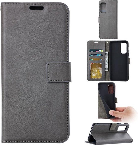 Oppo A16/A16s/A54s Hoesjes – Portemonnee Book Case – Pasjeshouder – Magneetsluiting – Grijs-Ilumina Benelux