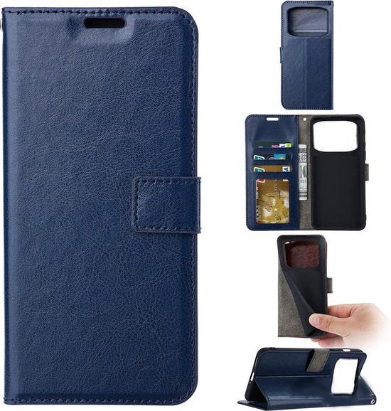 Xiaomi Poco X4 Pro Hoesjes – Portemonnee Book Case – Magneetsluiting – 2x Screenprotector – Blauw-Ilumina Benelux