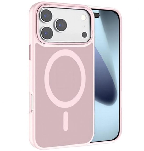 iPhone 17 Pro Max Hoesjes – MagSafe Backcover – Schokbestendig – Incl. 2x Screenprotector – Roze