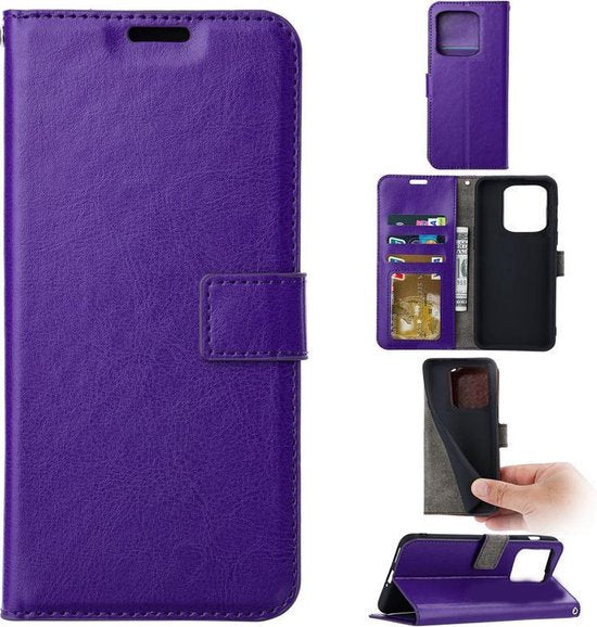 iPhone 15 Plus Hoesjes – Portemonnee Hoes – Pasjeshouder – 1x Screenprotector Gehard Glas – Paars-Ilumina Benelux