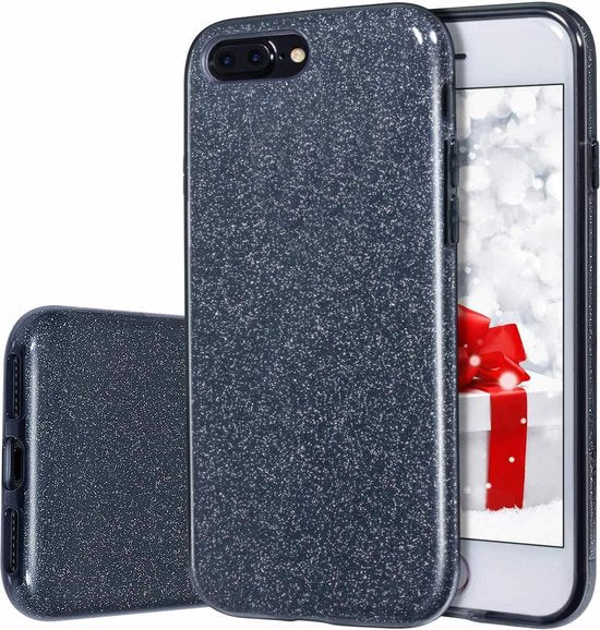 iPhone 7 Plus/8 Plus Hoesjes – Siliconen TPU Backcover – Glitters BlingBling – Zwart-Ilumina Benelux