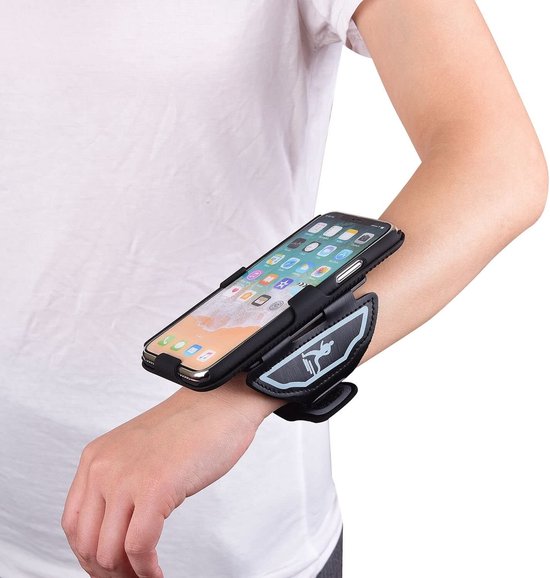 Sportarmband – Geschikt voor iPhone 11 – Hardloop Armbandhouder – Sleutelhouder – Zwart-Sportarmband-Ilumina Benelux