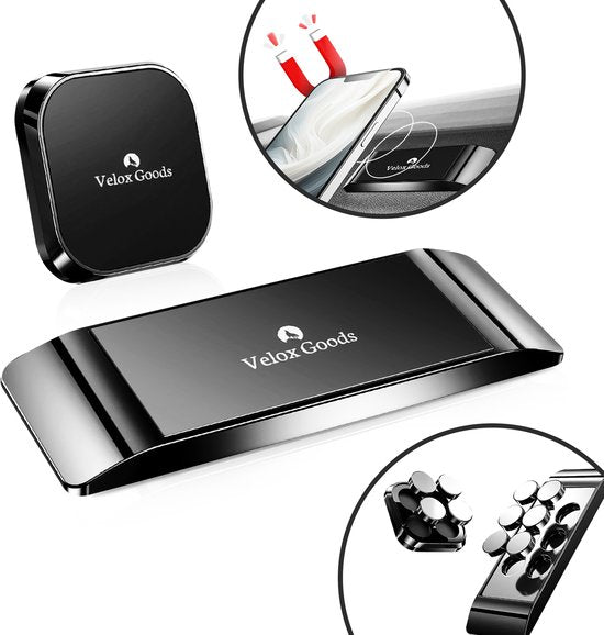 Telefoonhouder auto – Magnetisch Duo Pack – Dashboard & Voorruit – Ook voor Bureau – Universeel – Zwart-Ilumina Benelux