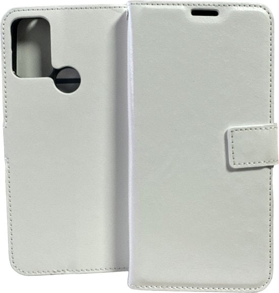 Motorola Moto G50 Hoesjes – Portemonnee Book Case – Pasjeshouder – 2x Screenprotector – Wit-Ilumina Benelux