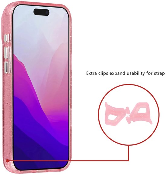 iPhone 17 Pro Max Hoesjes – MagSafe Backcover – Glitter Design – Krasbestendig – Roze