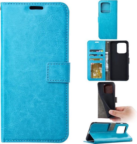 Xiaomi 13 Pro Hoesjes – Portemonnee Hoes – Bookcase – Magneetsluiting – Turquoise-Ilumina Benelux