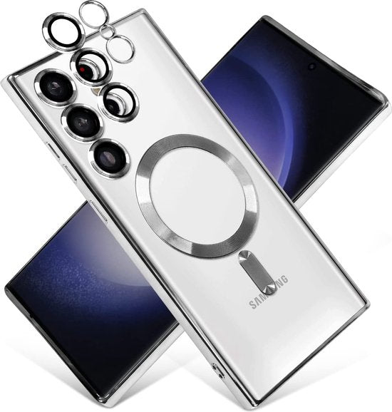Samsung Galaxy S23 Plus Hoesjes – Magnetische TPU Backcover – MagSafe Compatibel – Camerabescherming – Zilver-Ilumina Benelux