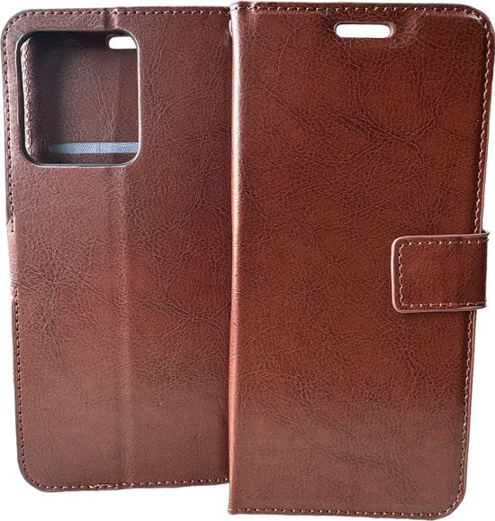 Motorola Moto Edge 40 Hoesjes – Portemonnee Book Case – Magneetsluiting – 2x Screenprotector – Bruin