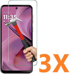Screenprotector – Geschikt voor Motorola Moto G55 5G – Gehard Glas 9H – Anti-kras – 3-Pack – Transparant