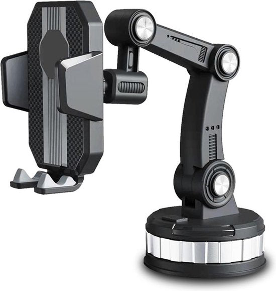 Telefoonhouder auto – Zuignap houder voor voorruit & dashboard – Stevige grip – 360° draaibaar – Zwart-Ilumina Benelux