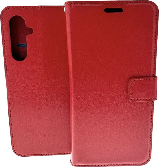 OnePlus Nord CE Hoesjes – Portemonnee Book Case – Pasjeshouder – Magneetsluiting – Rood-Ilumina Benelux