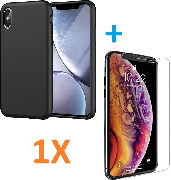 iPhone XR Hoesjes – Soft TPU Siliconen Backcover + Screenprotector – Schokbestendig – Zwart-Ilumina Benelux