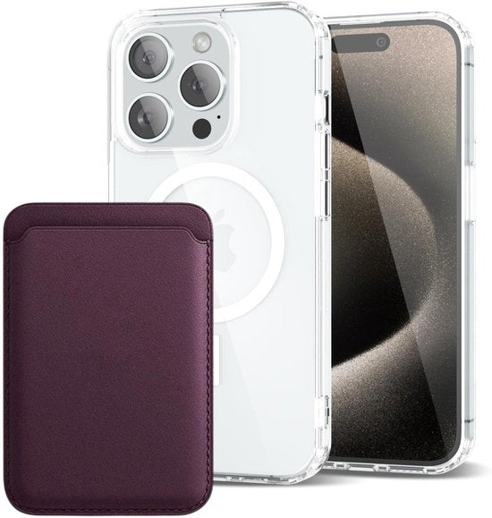 iPhone 15 Pro Hoesjes – Anti-Shock Backcover met MagSafe – Magnetische Pasjeshouder – Purperviolet-Ilumina Benelux