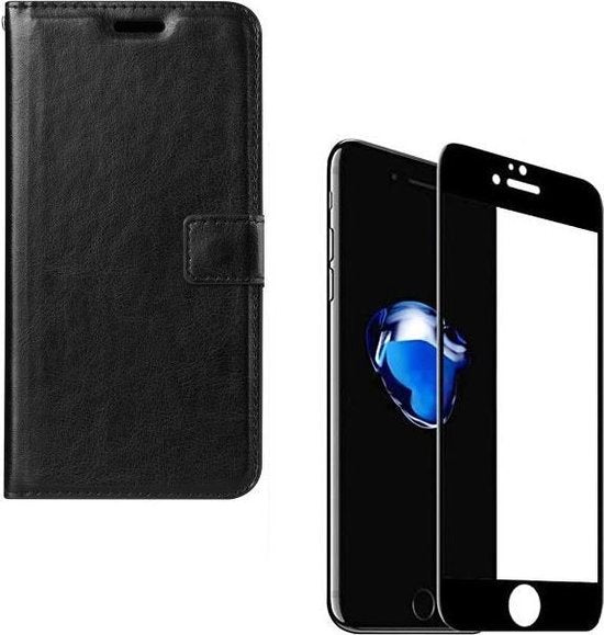 iPhone 7/8/SE 2020/2022 Hoesjes – Portemonnee Bookcase – Pasjeshouder – 2x Full Screenprotector – Zwart-Ilumina Benelux