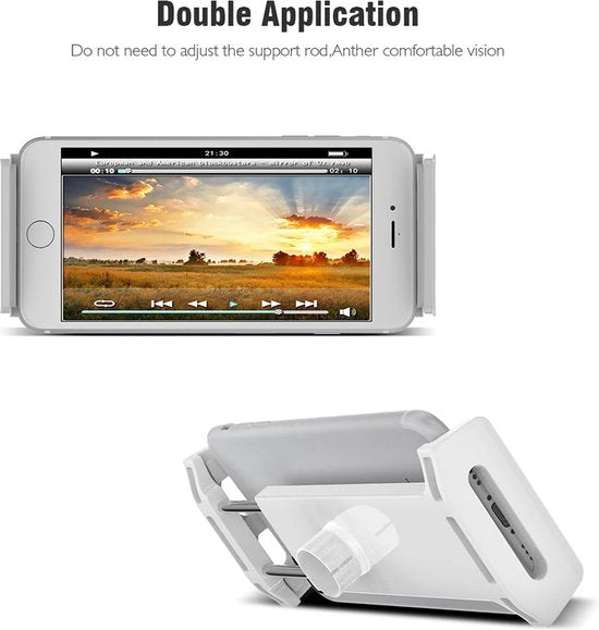 Tablethouder & Telefoonhouder - Universeel - 360° Draaibare arm - Houder Met Klem - Statief geschikt voor: Bureau, Tafel en bed - Wit