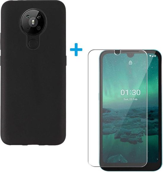 Nokia 5.3 Hoesjes – Soft TPU Siliconen Backcover – Inclusief 2x Gehard Glas Screenprotector – Zwart-Ilumina Benelux