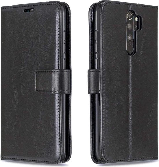 Xiaomi Redmi Note 8 Pro Hoesjes – Portemonnee Book Case – Pasjeshouder – 2x Screenprotector Gehard Glas – Zwart-Ilumina Benelux