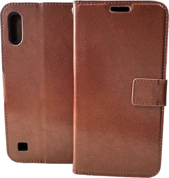 Portemonnee Hoesje - 2 Pack Screenprotector Geschikt voor: Samsung Galaxy A10 - Bruin
