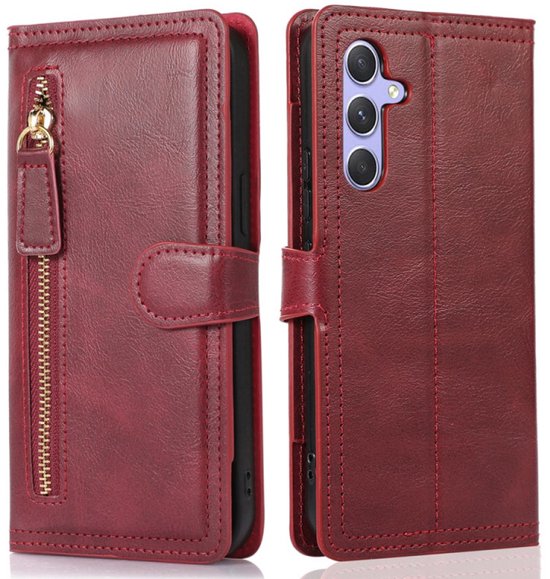 Samsung Galaxy A25 Hoesjes – Vintage Portemonnee Hoes – Pasjeshouder – Magneetsluiting – Rood