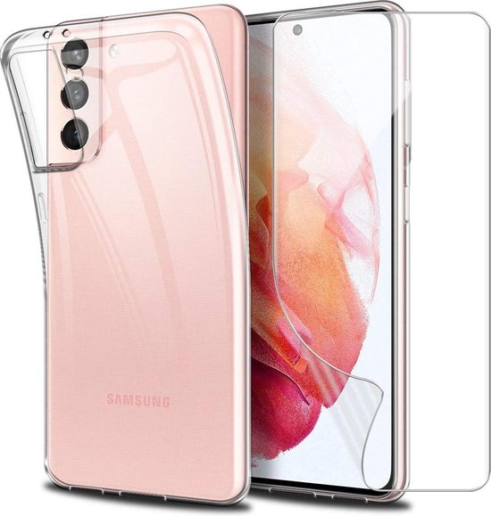 Samsung Galaxy S21 Plus Hoesjes – Transparante Siliconen Backcover – Inclusief 2x Screenprotector Gehard Glas – Anti-kras-Ilumina Benelux