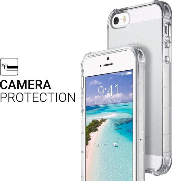 iPhone 5/5s/SE Hoesjes – Transparante Siliconen Backcover – Schokbestendig – 2x Gehard Glas Screenprotector-Ilumina Benelux
