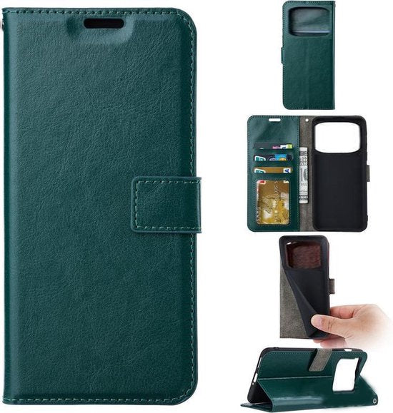 Xiaomi Poco X4 Pro Hoesjes – Portemonnee Book Case – Pasjeshouder – Magneetsluiting – Groen-Ilumina Benelux