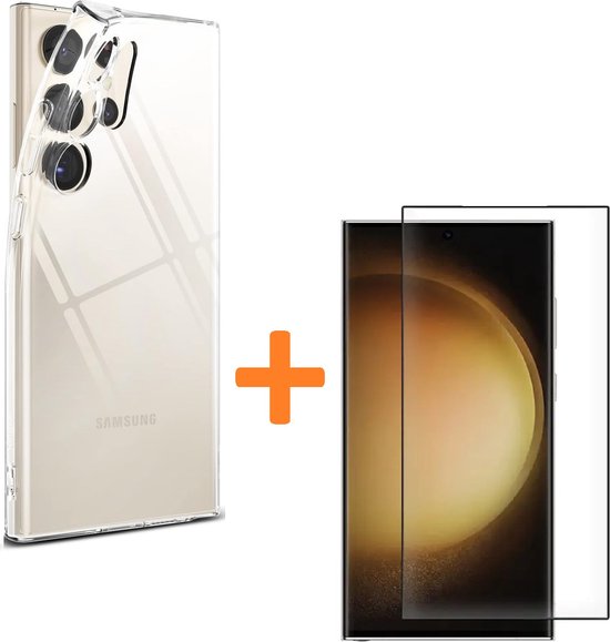 Samsung Galaxy S24 Ultra Hoesjes – Transparante Siliconen Backcover – 2 Pack Screenprotector Gehard Glas – Anti Kras-Ilumina Benelux
