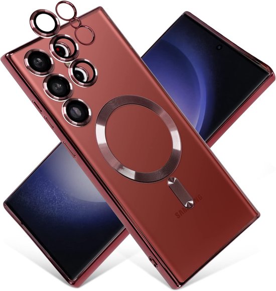 Samsung Galaxy S23 Plus Hoesjes – Magnetische MagSafe Backcover – TPU – Camerabescherming – Rood-Ilumina Benelux