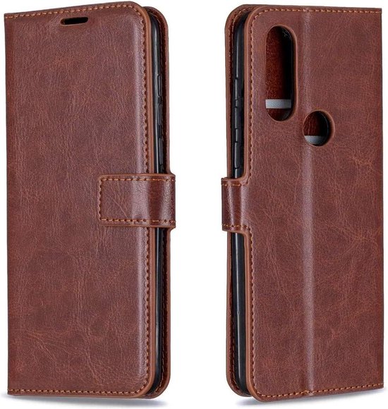 Portemonnee Book Case Hoesje + 2x Screenprotector Geschikt voor: Motorola One Action - Bruin