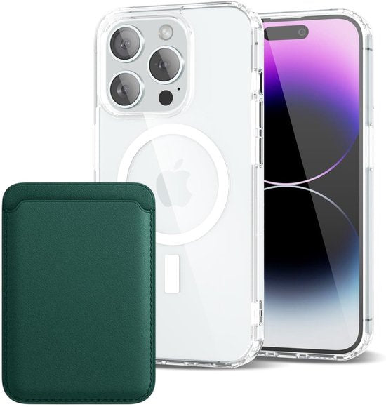 iPhone 14 Pro Hoesjes – Anti-shock Backcover met MagSafe – Magnetische Pasjeshouder – Groen-Ilumina Benelux