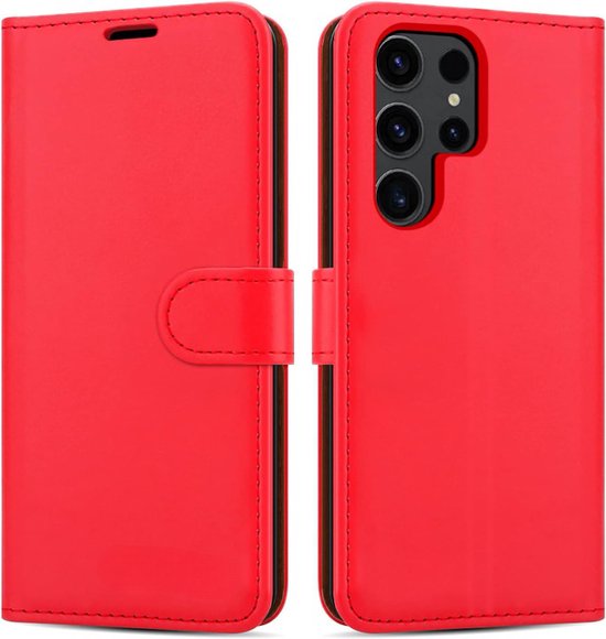 Samsung Galaxy A34 Hoesjes – Bookcase Portemonnee Hoes – Pasjeshouder – Magneetsluiting – Rood-Ilumina Benelux