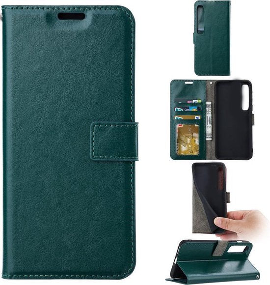 Xiaomi Mi 10 / Mi 10 Pro Hoesjes – Portemonnee Book Case – Pasjeshouder – 2x Screenprotector Gehard Glas – Groen-Ilumina Benelux